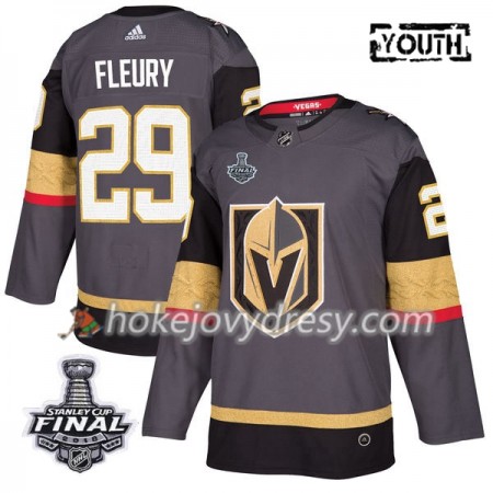 Dětské Hokejový Dres Vegas Golden Knights Marc-Andre Fleury 29 2018 Stanley Cup Final Patch Adidas Šedá Authentic